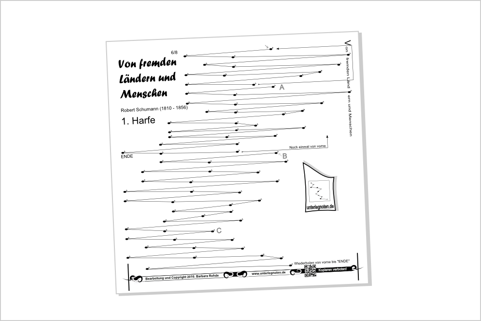 Unterlegnoten für Veeh-Harfe "Standard", Zauberharfe, Tischharfe, Bassharfe, 25 Saiten