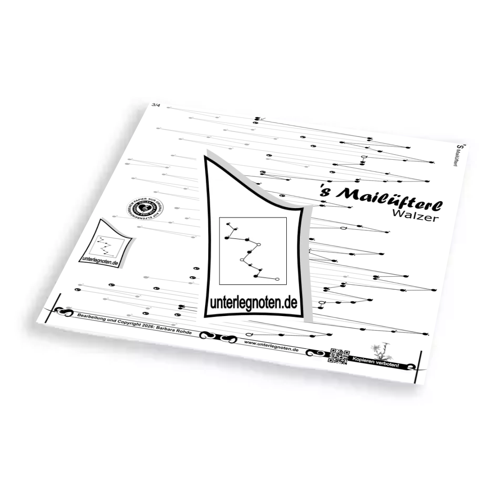 's Mailüfterl, Walzer Unterlegnote für Tischharfe, Veeh-Harfe, Harmonieharfe und Zauberharfe