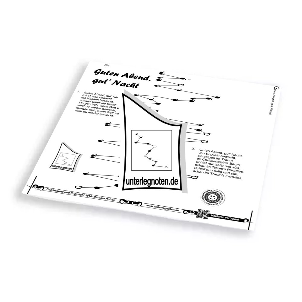 Guten Abend, gut Nacht - OHNE BEGLEITT??NE Unterlegnote für Tischharfe, Veeh-Harfe, Harmonieharfe und Zauberharfe