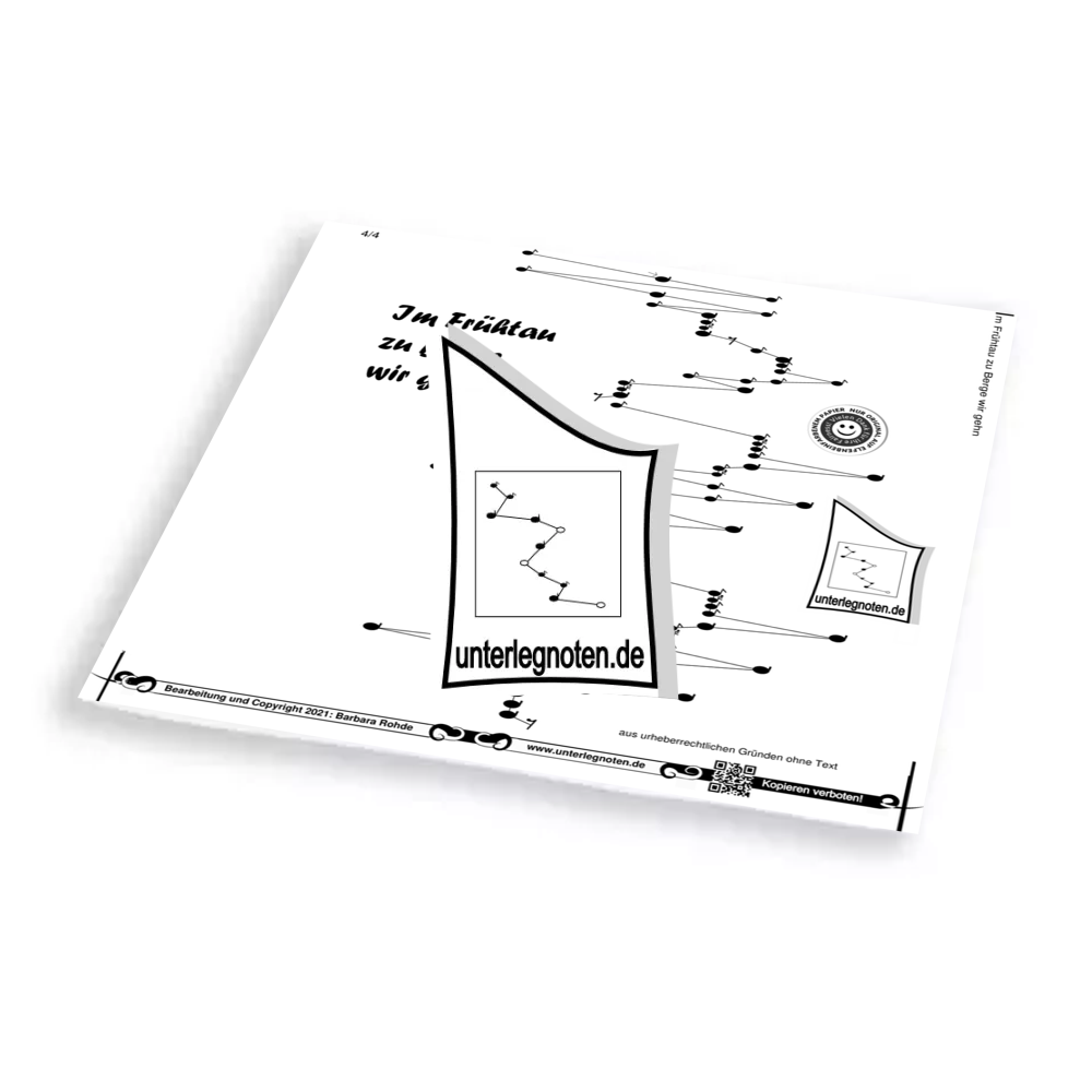 Im Frühtau zu Berge (ohne Text) - OHNE BEGLEITTÖNE Unterlegnote für Tischharfe, Veeh-Harfe, Harmonieharfe und Zauberharfe