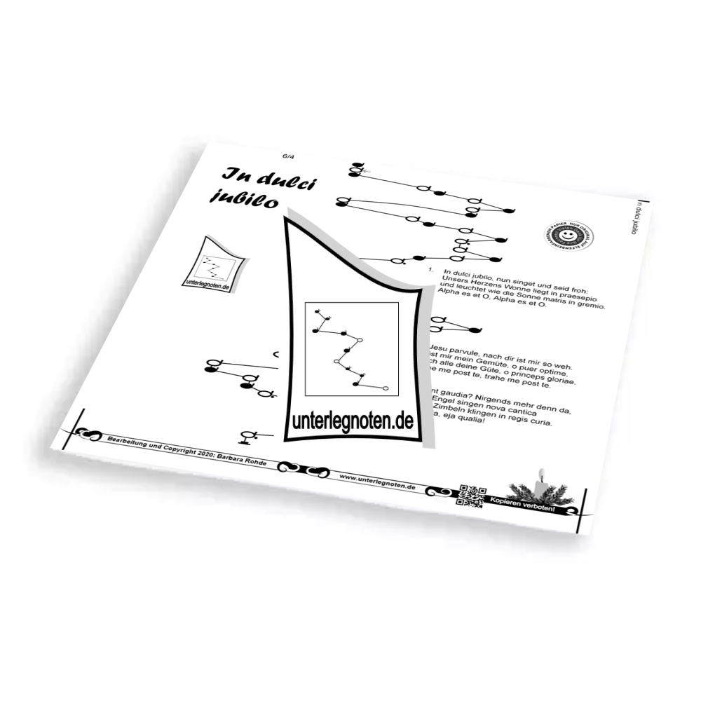 In dulci jubilo (Nun singet und seid froh) - OHNE BEGLEITTÖNE Unterlegnote für Tischharfe, Veeh-Harfe, Harmonieharfe und Zauberharfe