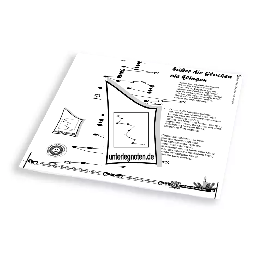 Süßer die Glocken nie klingen - OHNE BEGLEITTÖNE Unterlegnote für Tischharfe, Veeh-Harfe, Harmonieharfe und Zauberharfe