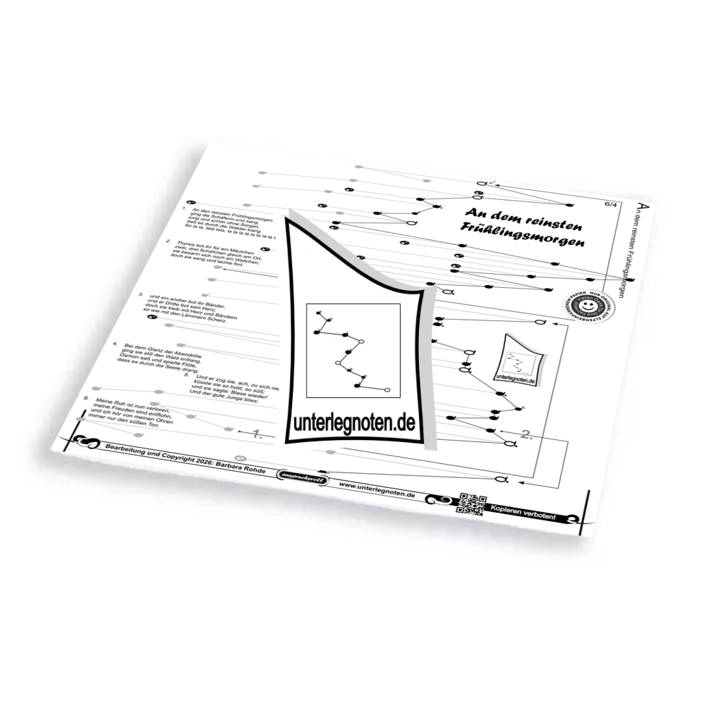 An dem reinsten Frühlingsmorgen, anspruchsvoll Unterlegnote für Tischharfe, Veeh-Harfe, Harmonieharfe und Zauberharfe